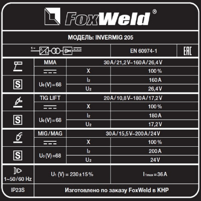 Сварочный полуавтомат FOXWELD Invermig 205 фото в интернет-магазине "Салмет"