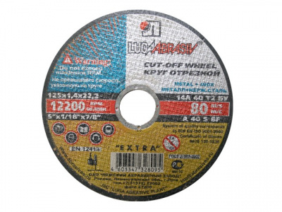 Круг отрезной LUGAABRASIV 125х1.0x22.2 A 54 S BF 80 (14А БУ) мет.+нерж. фото в интернет-магазине "Салмет"