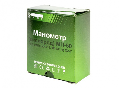 Манометр КЕДР ТМ2 кислород, (0-2,5 МПа, кл.2,5, М12Х1,5) 02-У фото в интернет-магазине "Салмет"